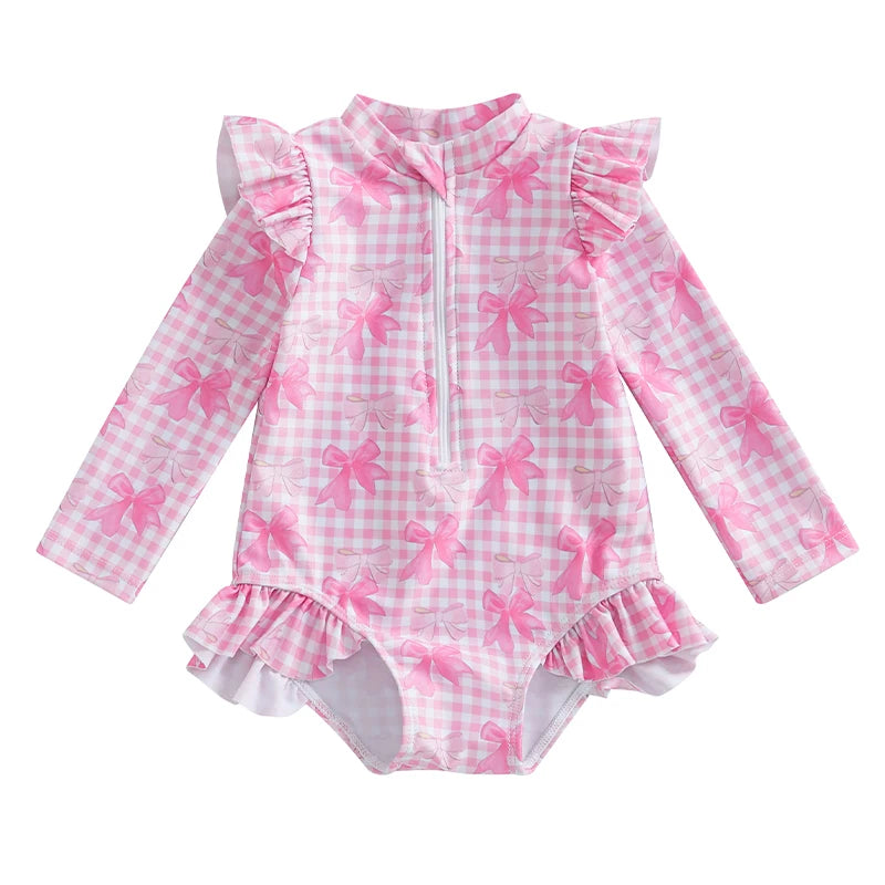 Baby Girl Floral Print Backless Bathing Suit
