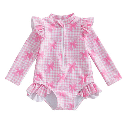 Baby Girl Floral Print Backless Bathing Suit