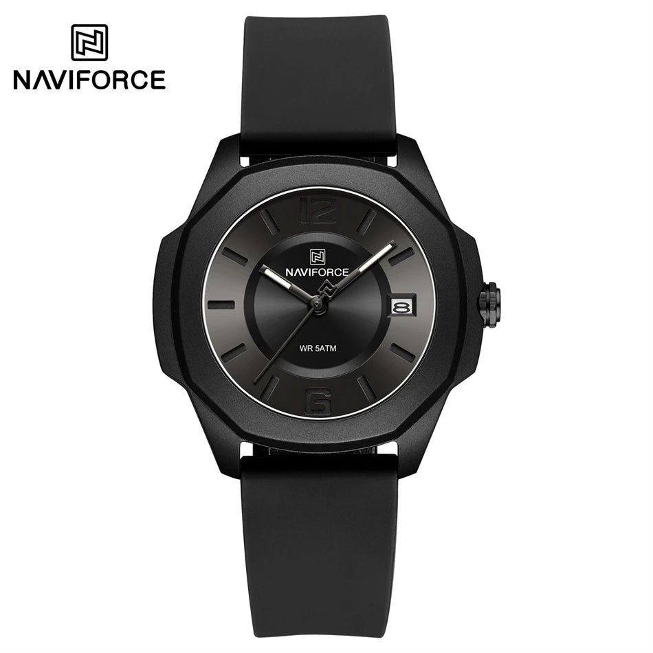 NAVIFORCE Women's Quartz Watches Silicone Strap Wrist Watch Waterproof