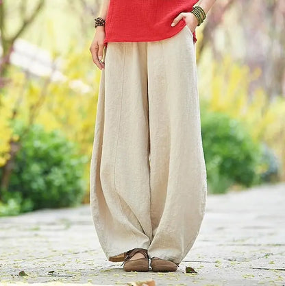 Women's Vintage Cotton Linen Wide Leg Bloomers