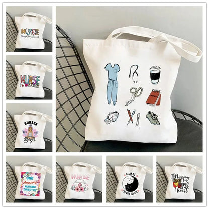 Nursing Essentials Women Shoulder Bag Harajuku Resuable Shopping Bags Lady Canvas Tote Handbag Eco Large Capacity Girls Handbags