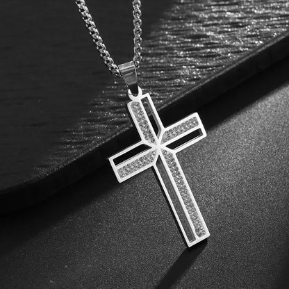 Men's Titanium Steel Stylish Trinity Cross Necklace