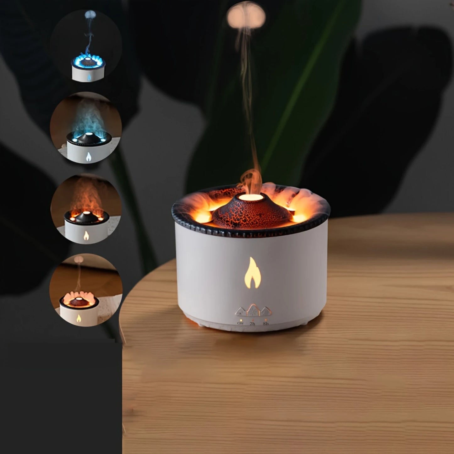 Volcano Fire Flame Air Humidifier Aroma Diffuser Essential Oil with Remote Control Jellyfish for Home Fragrance Mist Mak Smoking