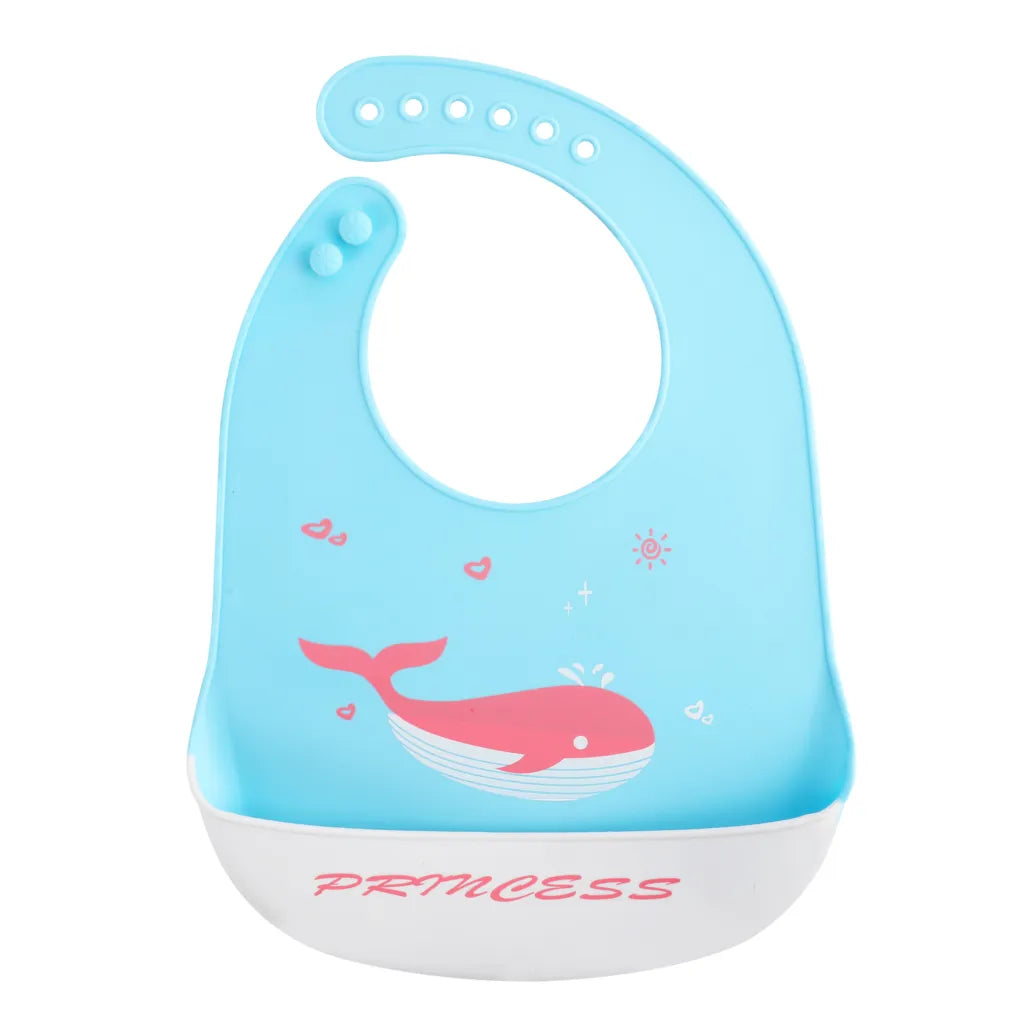 Waterproof Baby Bibs with Adorable Cartoon Dinosaur Print – Adjustable, Soft Silicone Material for Mess-Free Toddler Feeding