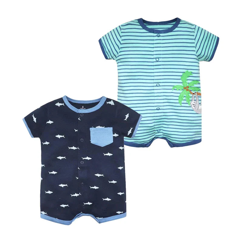 2Pcs/lot Brand Summer Baby Girl Clothes Cotton Jumpsuit  0-24M