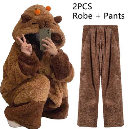 Capybara Kigurumi Onesie – Cozy Winter Pajama Costume