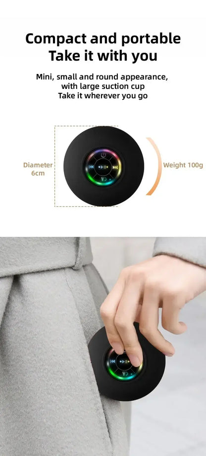 VIKEFON Portable Bluetooth Audio Ipx4 Waterproof Led Lights Bathroom Outdoor Large Suction Cup Can Be Adsorbed Wall Speaker