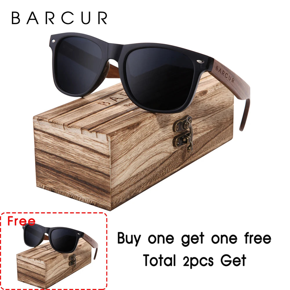 Polarized Black Walnut Wood Sunglasses for Men, UV400 Protection