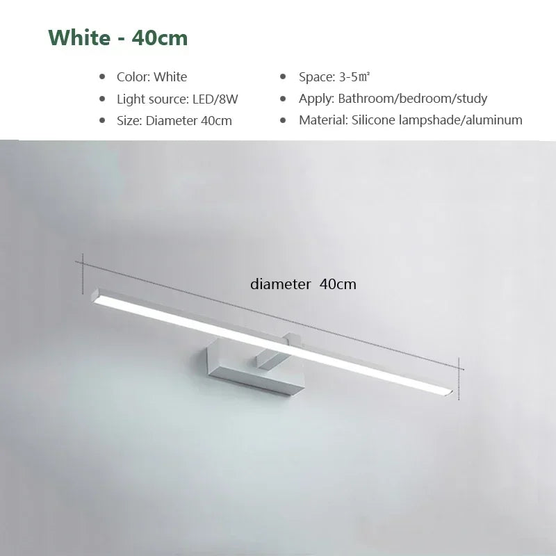 Modern LED Bathroom Mirror Light Three Colors Wall Lamp