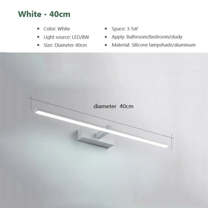 Modern LED Bathroom Mirror Light Three Colors Wall Lamp