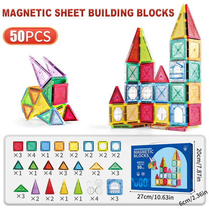 Magnetic Tiles 120Pcs Building Blocks Set with Cars for Kids