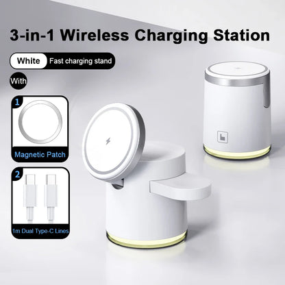2025 3-in-1 Foldable Wireless Charger for iPhone, Watch & AirPods