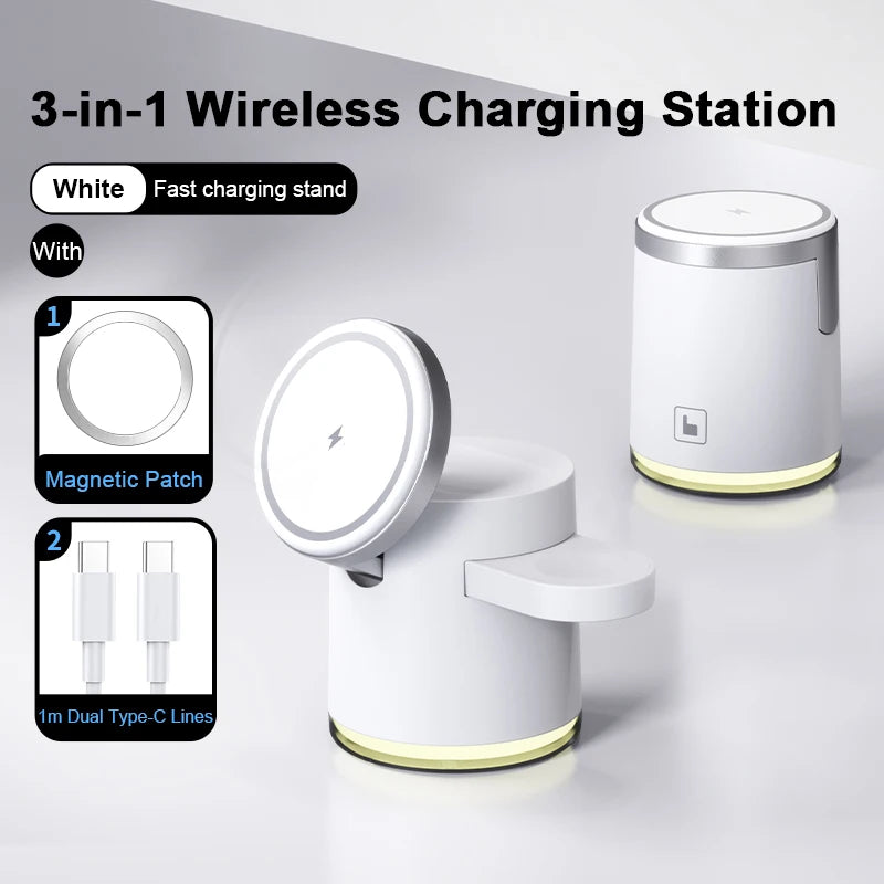 2025 3-in-1 Foldable Wireless Charger for iPhone, Watch & AirPods