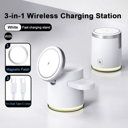 2025 3-in-1 Foldable Wireless Charger for iPhone, Watch & AirPods