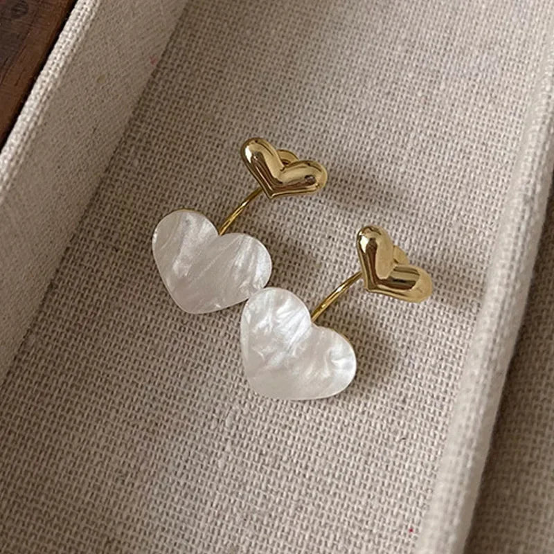 Elegant Heart Pearl Drop Earrings for Women