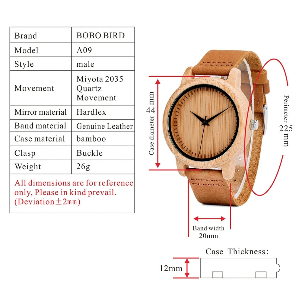 BOBO BIRD Bamboo Wood Couple Wristwatches