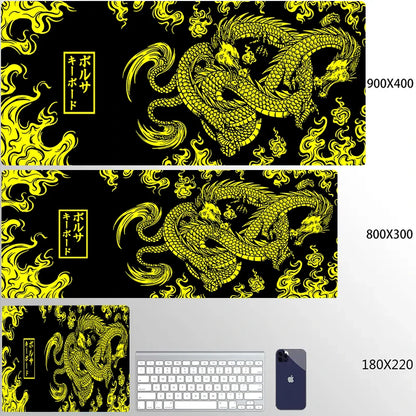 Golden Japanese Dragon Mouse Pad