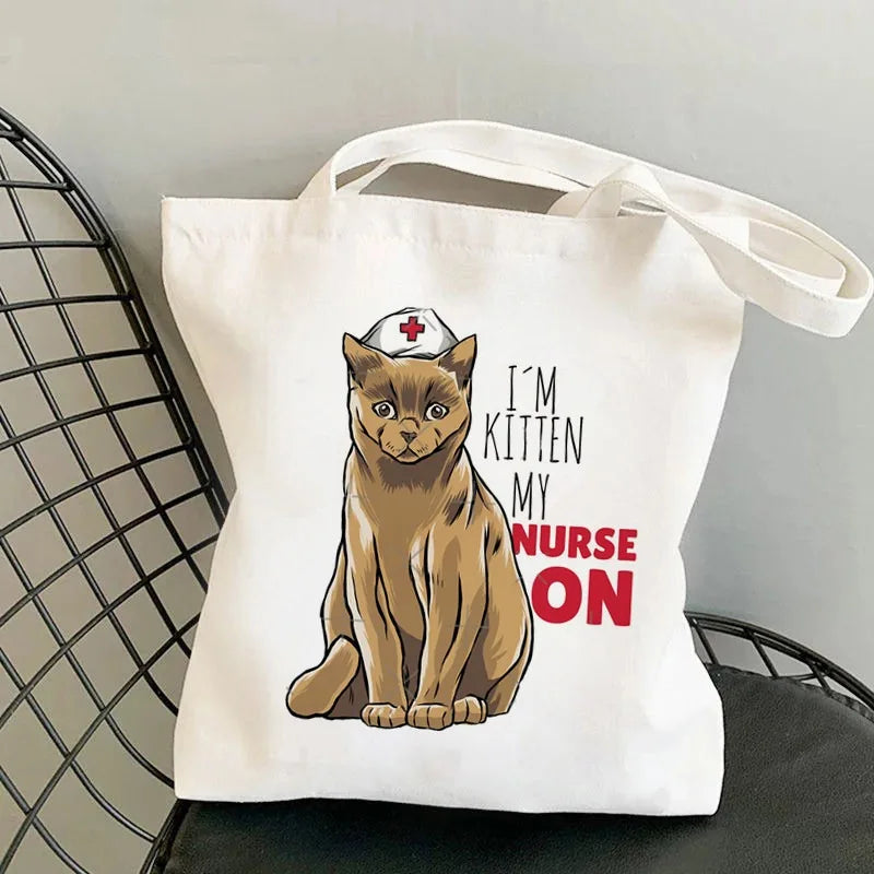 Nursing Essentials Women Shoulder Bag Harajuku Resuable Shopping Bags Lady Canvas Tote Handbag Eco Large Capacity Girls Handbags