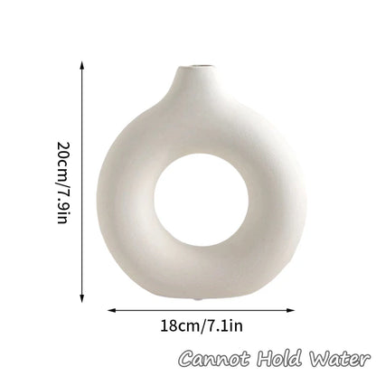 Plastic Circle Vase Donut Shape Living Room Decoration Dry Flower Vase Nordic Style Home Decor Furnishings Vase Room Decor
