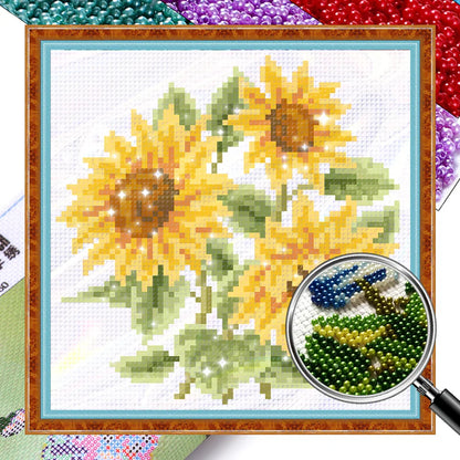 Partial Embroidery Beads Printed 9CT Flower Cross Stitch Kit Home Art Craft Bead Embroidery Wall Hanging for New Year Gift