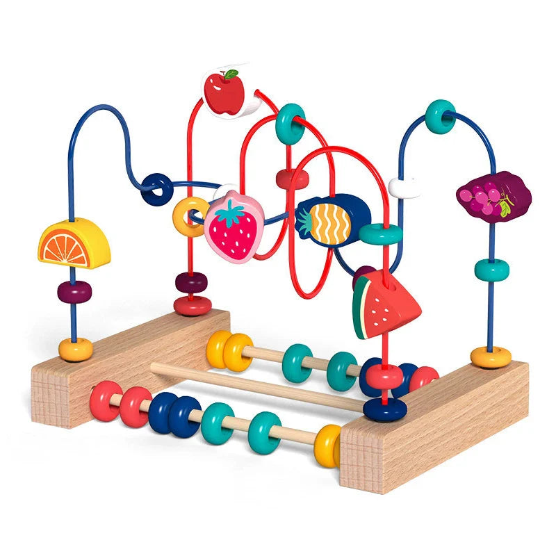 Montessori Wooden Roller Coaster Bead Maze for Toddlers