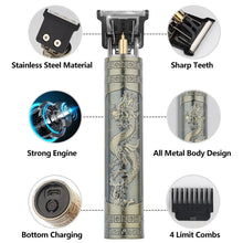 Vintage T9 Electric Hair Cutting Machine Hair Clipper Professional Men Shaver Rechargeable Barber Trimmer for Men Dragon Buddha [HAI]