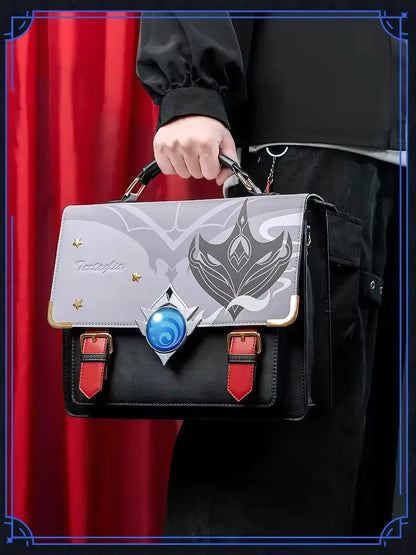 Genshin Impact Cosplay JK Student Backpack Wanderer PU Handbag Tartaglia Shoulder Bag Anime Game Vision Accessories Tote Gift