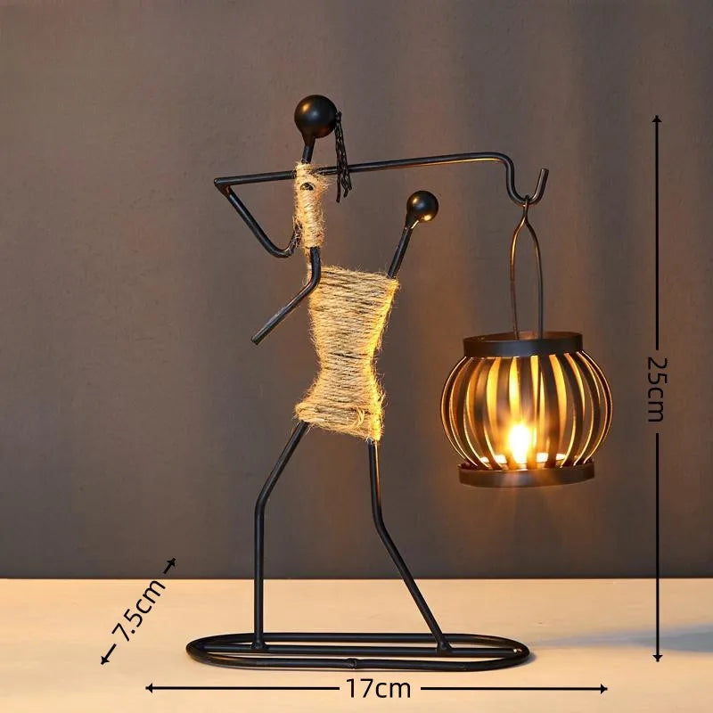 Nordic Metal Candlestick Abstract Character Sculpture Candle Holder Decors Handmade