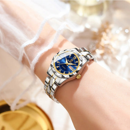 Luxury 30M Waterproof Stainless Steel Crystal Quartz Couple Watch