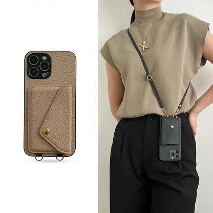Crossbody Leather Phone Case with Wallet & Card Holder for iPhone 11-16 Pro Max