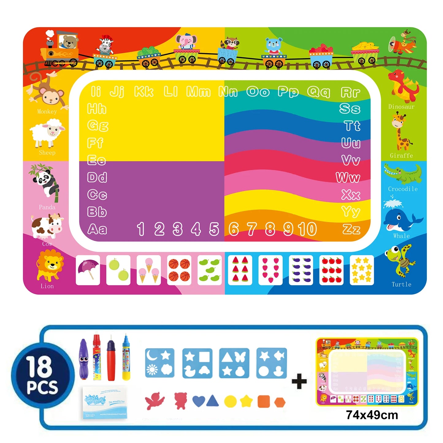 Coolplay Magic Water Drawing Mat Coloring Doodle Mat with Magic Pens Montessori Toys Painting Board Educational Toys for Kids