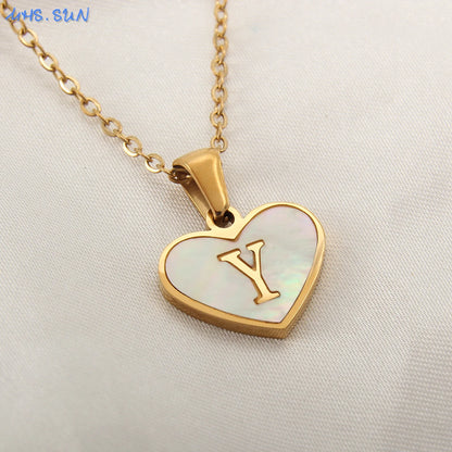 Heart Shell Initial Necklace