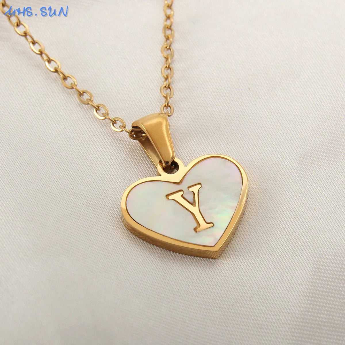 Heart Shell Initial Necklace