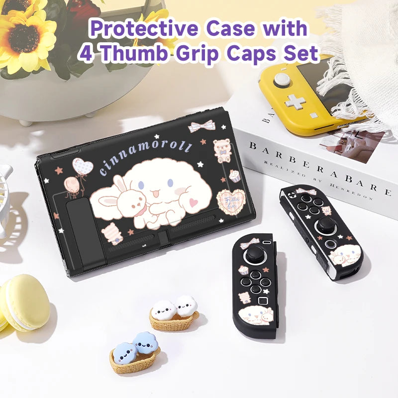 Big Eared Dog Switch Case Compatible with Nintendo Switch OLED / Switch NS,with 4 Cloud Joystick Caps