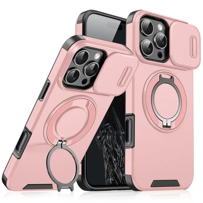 Luxury Camera Protector Push Window Shockproof Armor Strong Protection Car Mount Stand Phone Case For Iphone 16 Pro Max