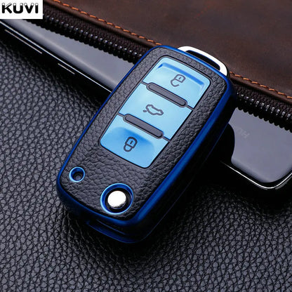 ABS Carbon Car Key Case Cover for VW Volkswagen Polo Tiguan Passat B5 B6 B7 Golf 4 5 6 MK6 Jetta Lavida Skoda Octavia Seat Leon
