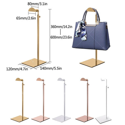 Home Accessories Display Props Stainless Steel Adjustable Polished Gold And Silver Hanging Bag Handbag Purse Stand