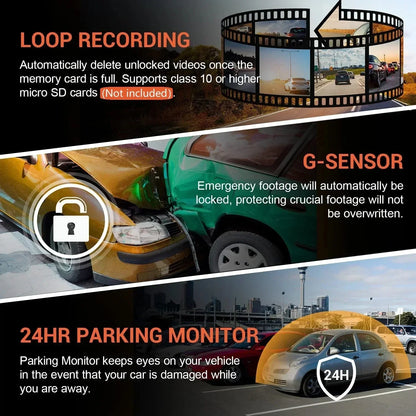 New  Wide Angle 1080P WIFI APP Control Dual Camera Dash Cam (Front & Inside) With IR Night Vision Loop Recording