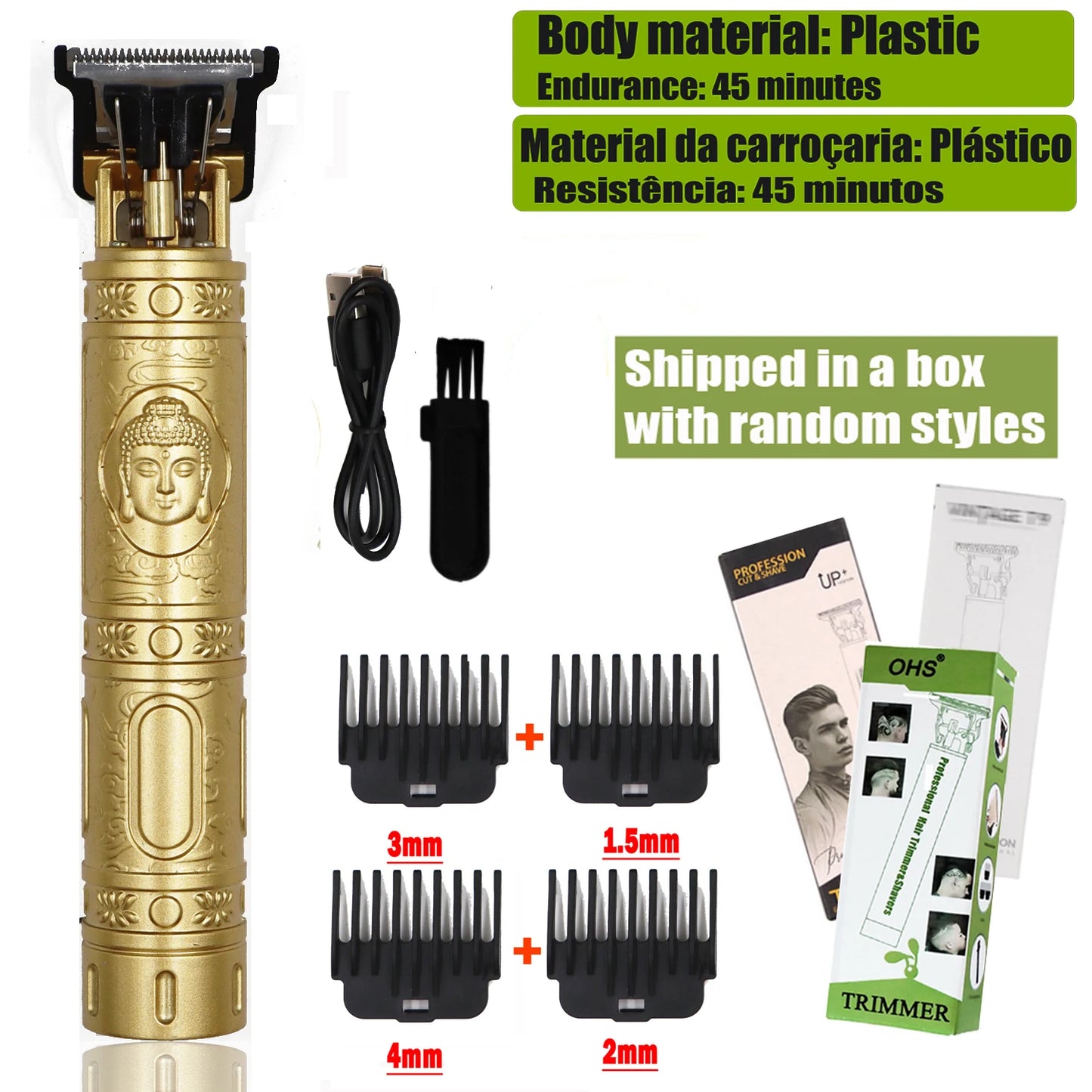 Vintage T9 Electric Hair Cutting Machine Hair Clipper Professional Men Shaver Rechargeable Barber Trimmer for Men Dragon Buddha