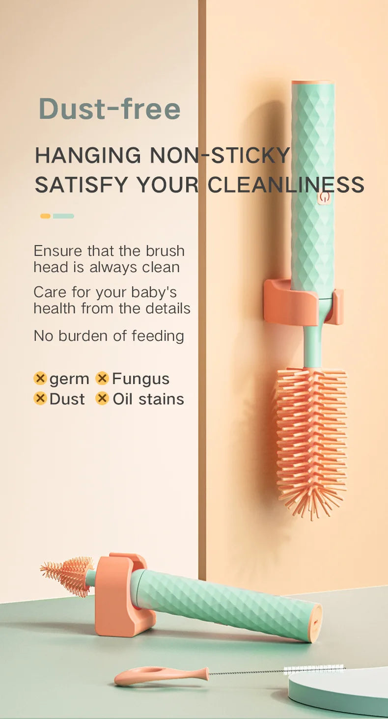 Electric Silicone Bottle Brush 360 Degree Rotating Baby Pacifier Cup Pacifier Cleaning Brush Set with 1200mAh Lithium Battery