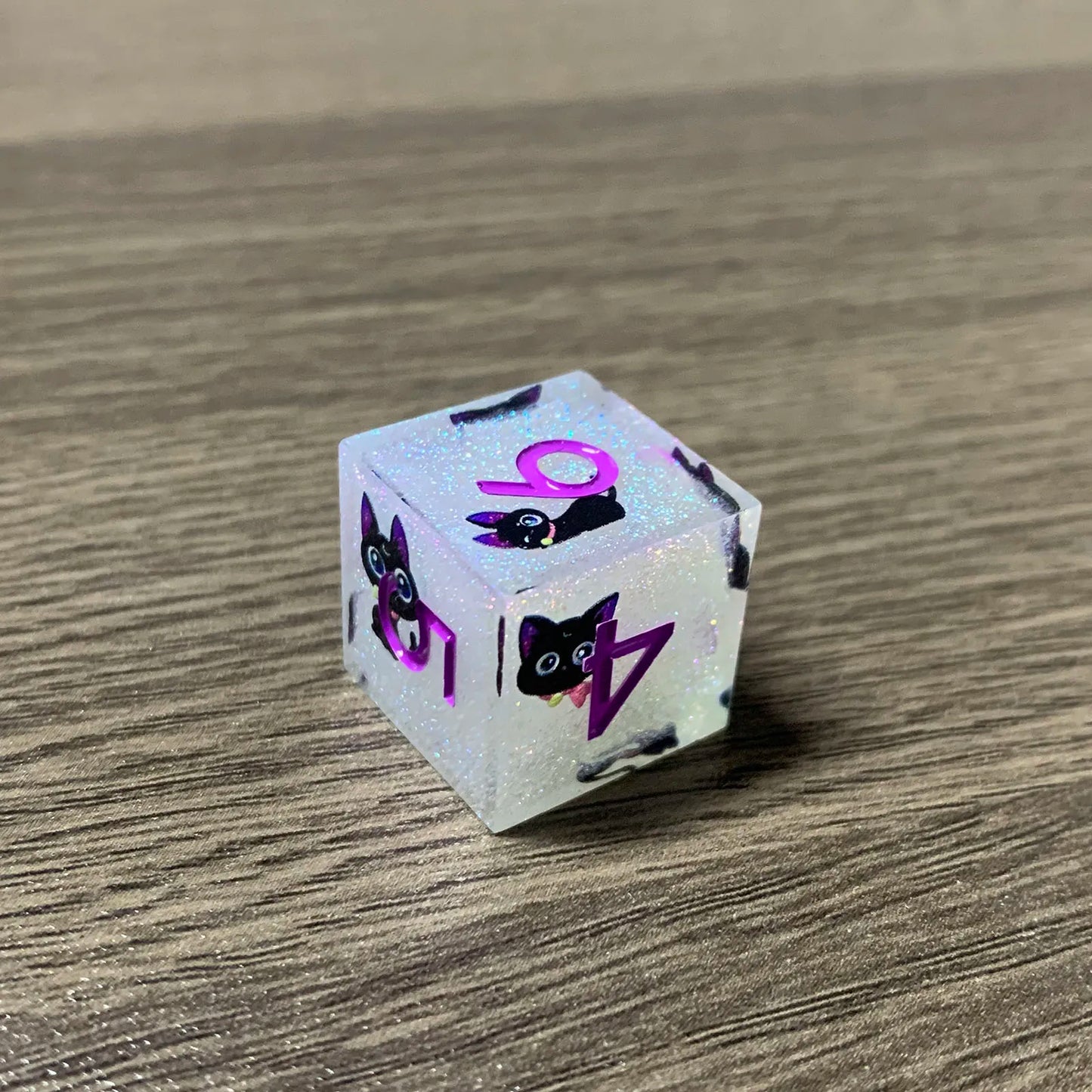 1-7pcs DND Milk White Solid Resin Black Kitten Smile Cat Dice Set Multi-sided Polyhedral Dice for D&D COC Role RPG Table Game