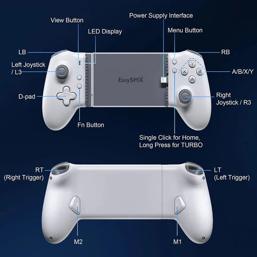 Mobile Phone Gamepad for Android Phone iPhone 15/16 Gaming Controller