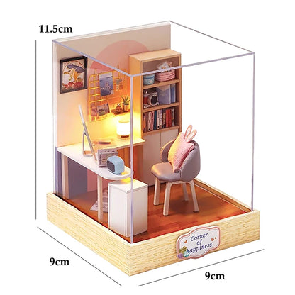 Wooden Miniature Doll House DIY Small House Kit  Assembled DollHouses Building Model 3D Puzzle Toy With Furniture Adults Gifts