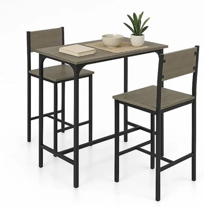 SoBuy OGT11-WN Bartafel Tafel met 4 krukken，Tuinset bartafelset 5-delige eettafel bistrotafel met 4 stoelen