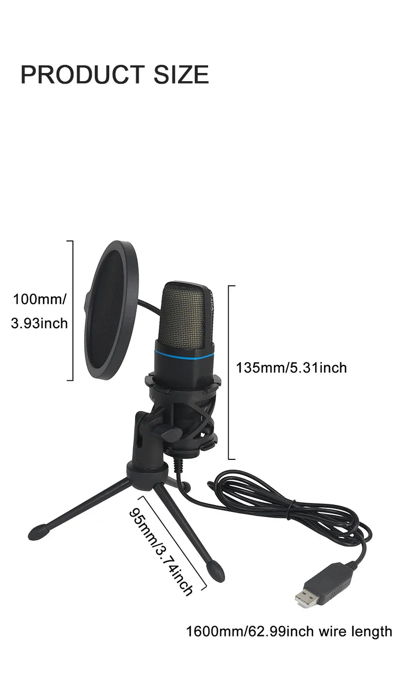 USB Microphone for Laptop and Desktop – Clear Sound Recording Mic
