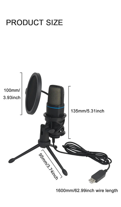 USB Microphone for Laptop and Desktop – Clear Sound Recording Mic