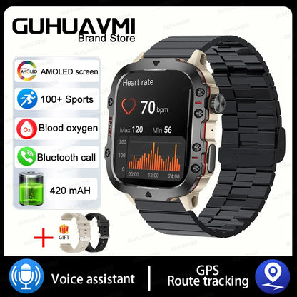 Rugged Outdoor Military Smartwatch for Men with GPS & Health Tracker