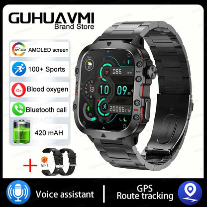 Rugged Outdoor Military Smartwatch for Men with GPS & Health Tracker
