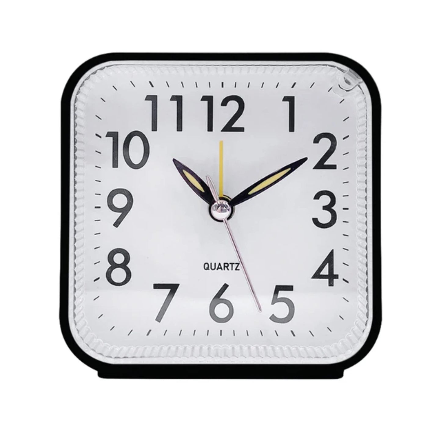 Mini Square Silent Alarm Clocks Non-ticking Analog Quartz Clock with LED - Battery Power