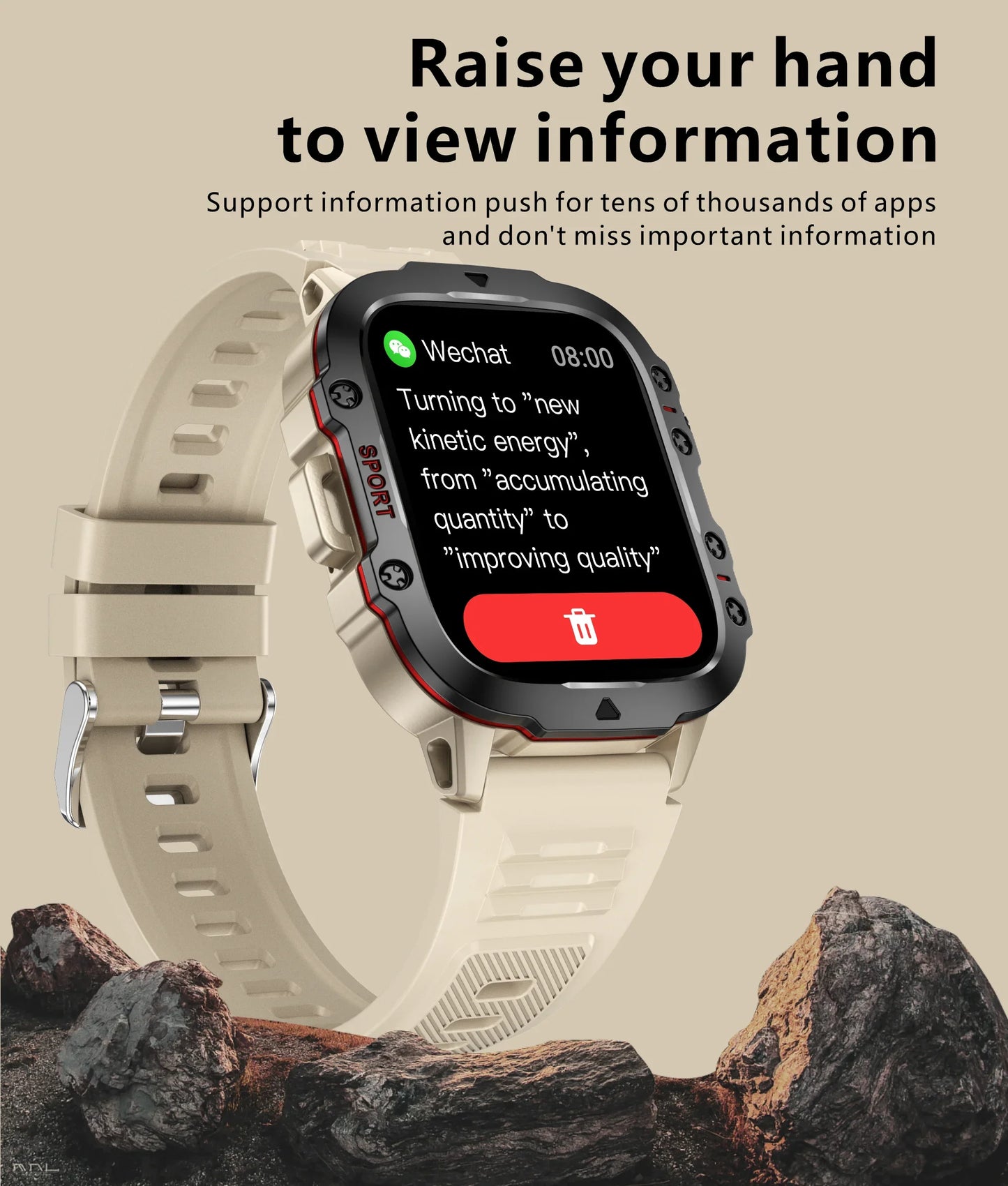 Rugged Outdoor Military Smartwatch for Men with GPS & Health Tracker